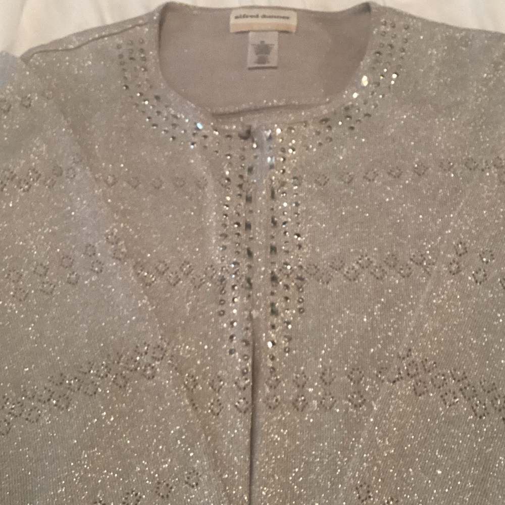Alfred Dunner Silver Sequined Knit Top